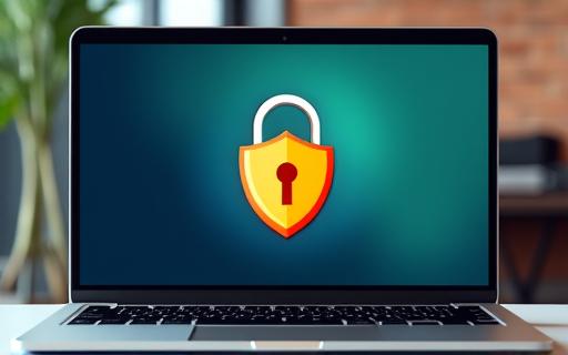A computer screen showing a secure lock icon, representing internet safety.